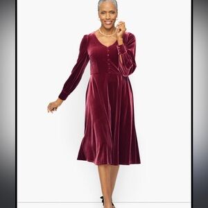 Red Talbots Elegant Burgundy Velvet Dress